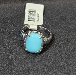 925 Sleeping Beauty Turquoise Rhodium Over Silver Ring. Reasonable Offers Accept